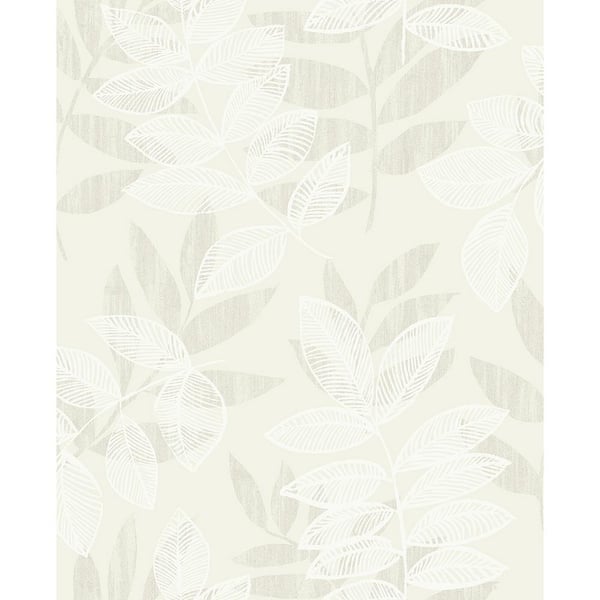 A-Street Prints Chimera Champagne Flocked Leaf Strippable Roll (Covers 56.4 sq. ft.)