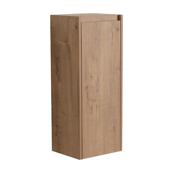11.81 in. W x 9.81 in. D x 29.5 in. H Bathroom Storage Wall Cabinet, Bath Side Cabinet with Soft Close Door in Oak