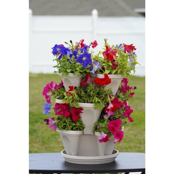 12 in. x 5.5 in. Terracotta Plastic Vertical Stackable Planter