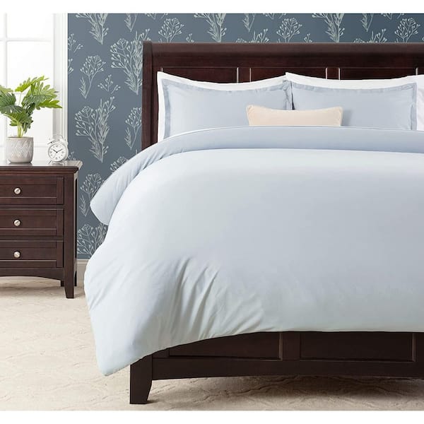 CHANASYA CHANASYA Solid Color Pearl Blue Ultra Soft Bedding Microfiber Duvet Cover Set, Twin