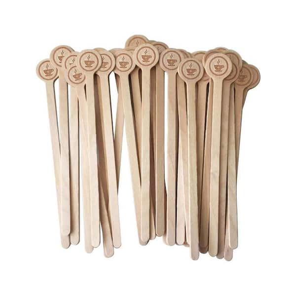 Natural Brown Wooden Disposable Coffee Stir Sticks Environmentally Friendly Biodegradable Per Case (100-Piece)