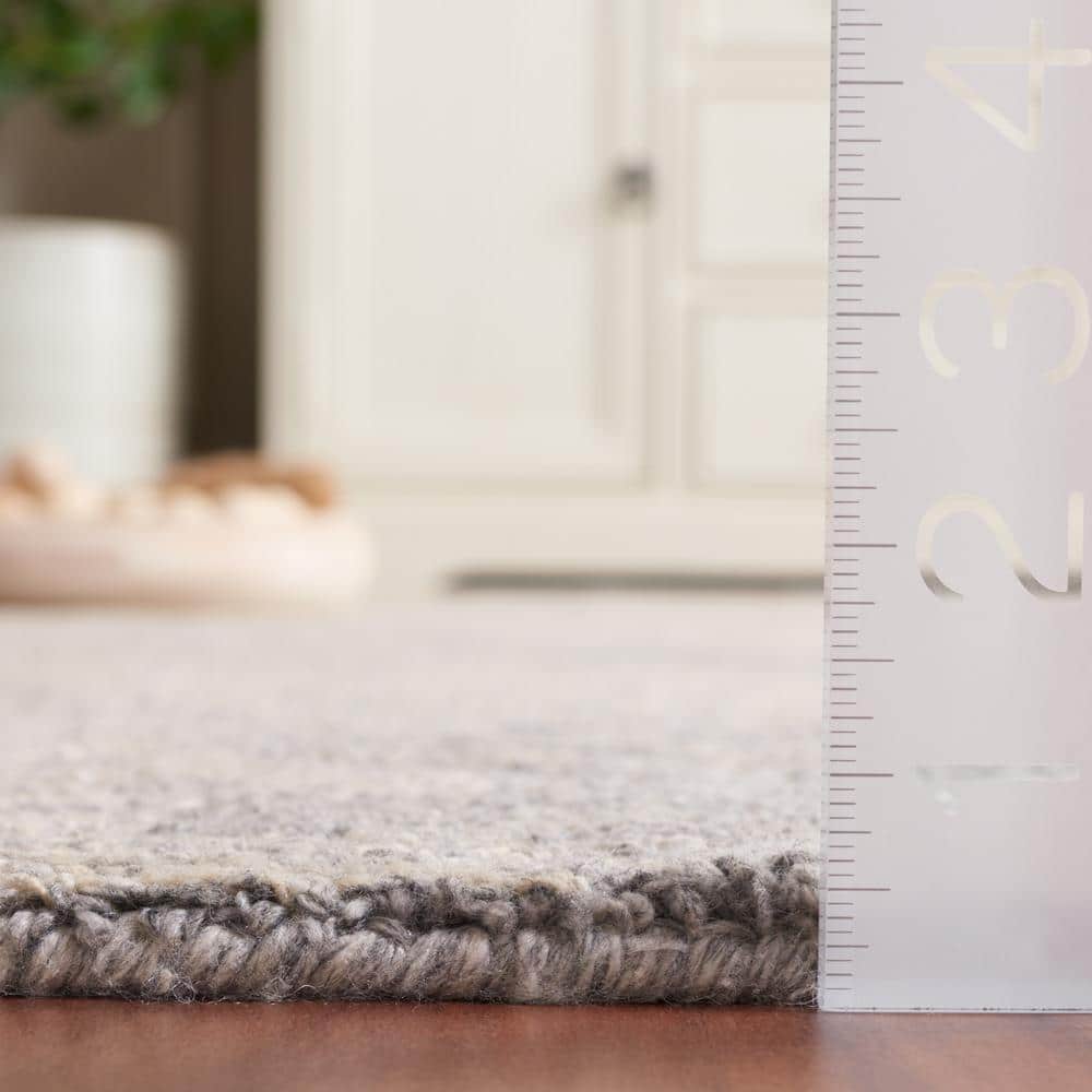Hand-Tufted Square Beige and Gray Wool Area Rug