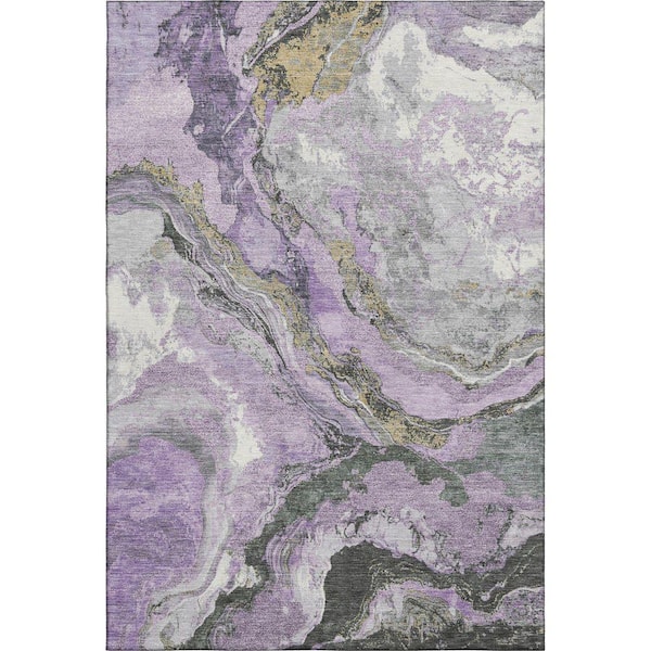 Mayfield Premium Machine Washable Abstract AMF1908 Lavender 10 ft. x 14 ft. Area Rug