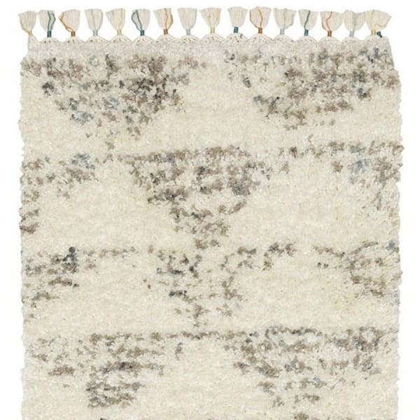 2 X 8 Ivory, Gray, Teal Geometric Washable Area Rug Runner Rug