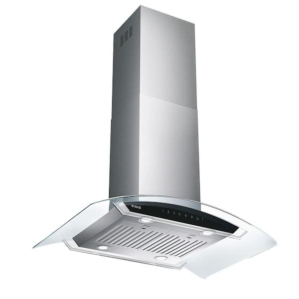 35.4 in. 900 CFM Ducted Island Mount Range Hood in Stainless Steel with LED Light and Glass Panel