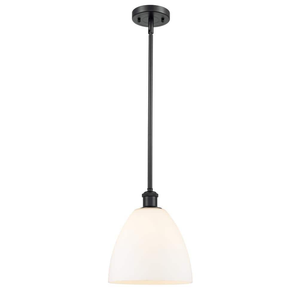 Bristol Glass 100-Watt 1-Light Matte Black Shaded Mini Pendant Light with Frosted Glass Shade price history on PriceWatchPro