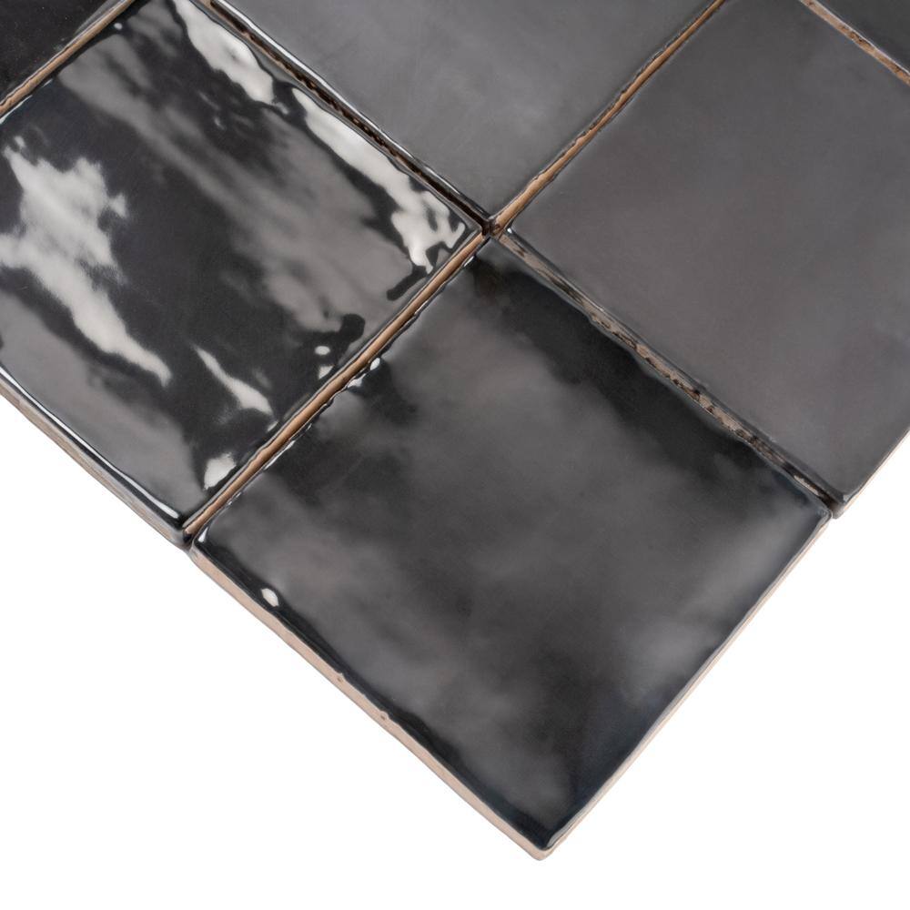 Silken Glossy Black Ceramic Square Wall and Floor Tile