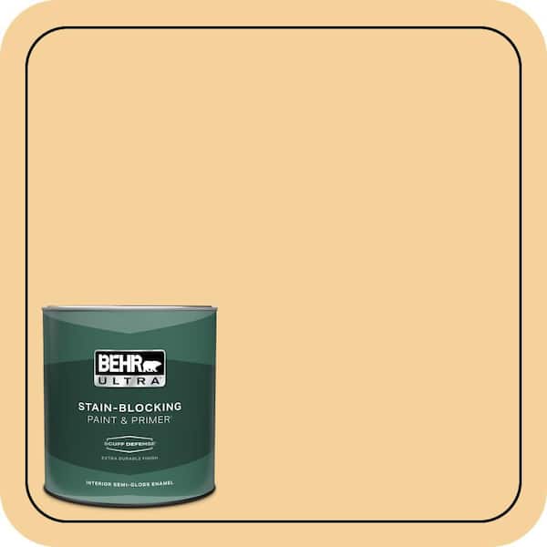 BEHR ULTRA 1 qt. #320C-3 Honey Butter Extra Durable Semi-Gloss Enamel Interior Paint & Primer