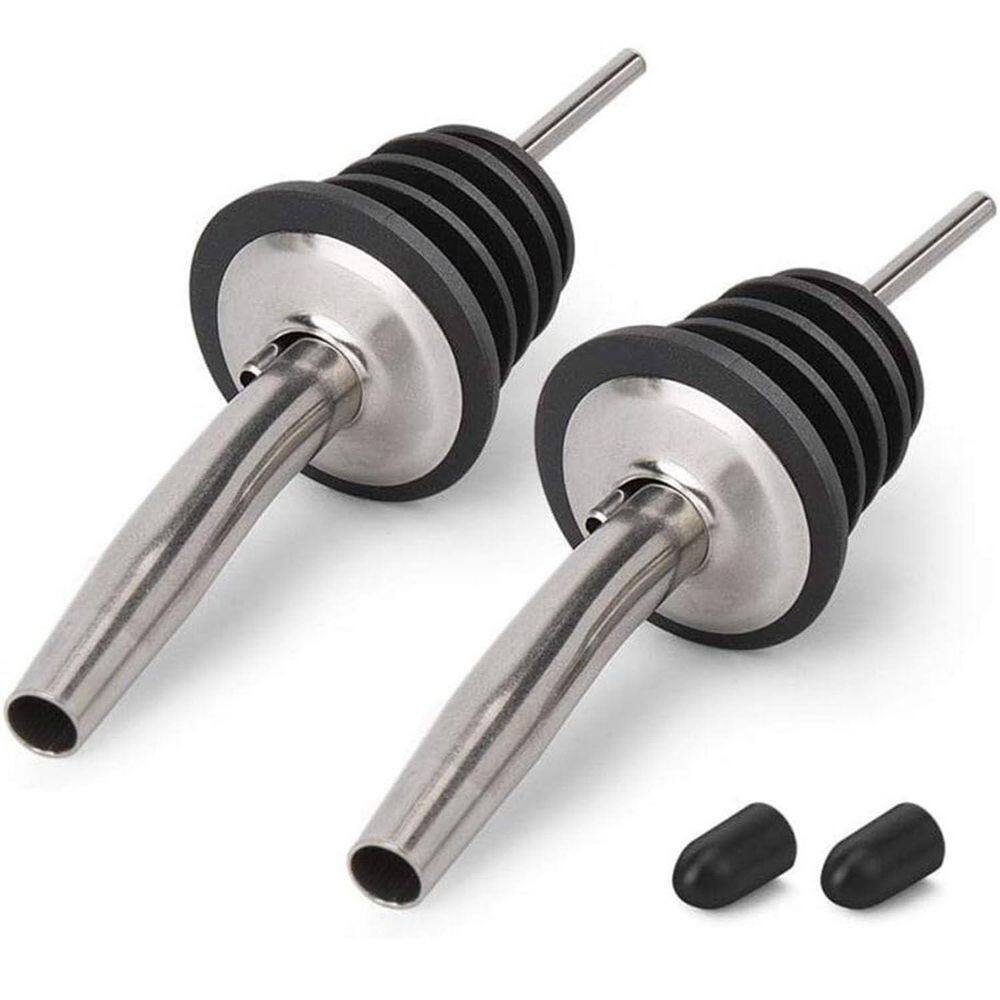 "Stainless Steel Silver 3/4"" Liquor Bottle Pourers 2pcs Olive Oil Vinegar Spout with Sealed Dust Caps for Bars Kitchens" price history on PriceWatchPro