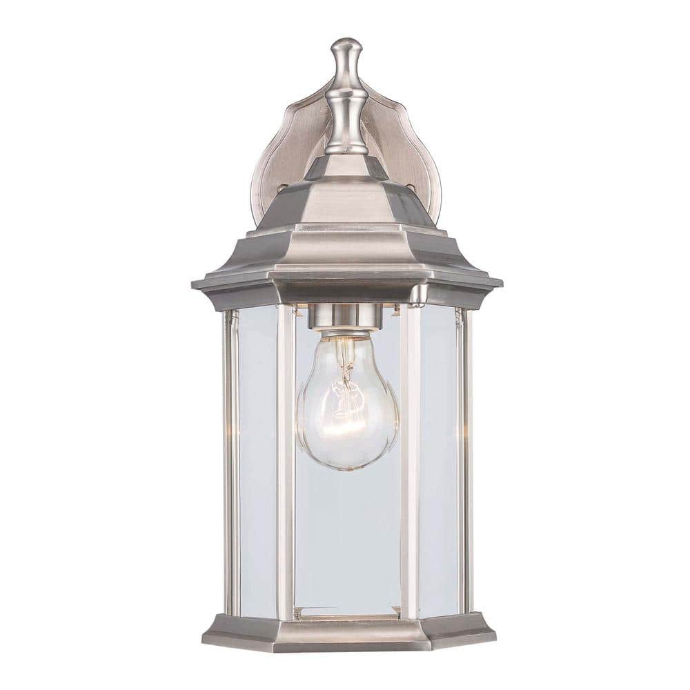 UPC 736916192958 product image for Cumberland 1-Light Brushed Nickel Outdoor Wall Light Fixture with Clear Glass | upcitemdb.com