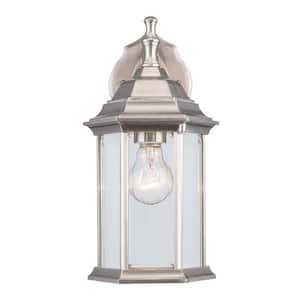 Cumberland 1-Light Brushed Nickel Outdoor Wall Light Fixture with Clear Glass