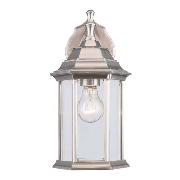 Bel Air Lighting Cumberland 1-Light Brushed Nickel Outdoor Wall Light Fixture with Clear Glass