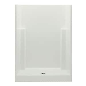 Everyday Textured Tile 54 in. x 27.5 in. x 72 in. 1-Piece Shower Stall with Center Drain in Bone