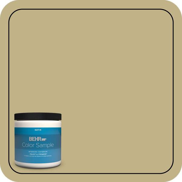 BEHR PREMIUM PLUS 8 oz. #380F-5 Harmonic Tan Satin Enamel Interior/Exterior Paint & Primer Color Sample