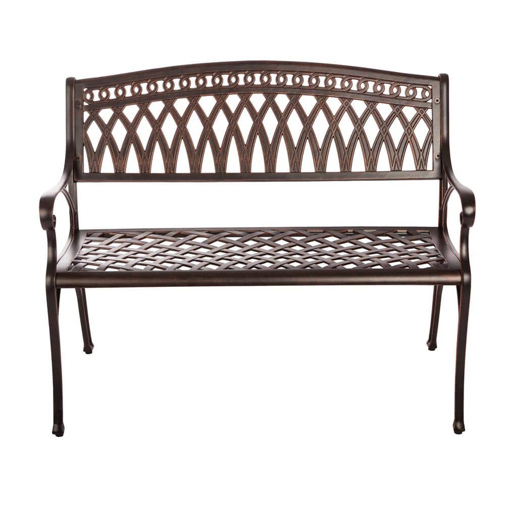 Simone 40" Antique Bronze Cast Aluminum Patio Bench
