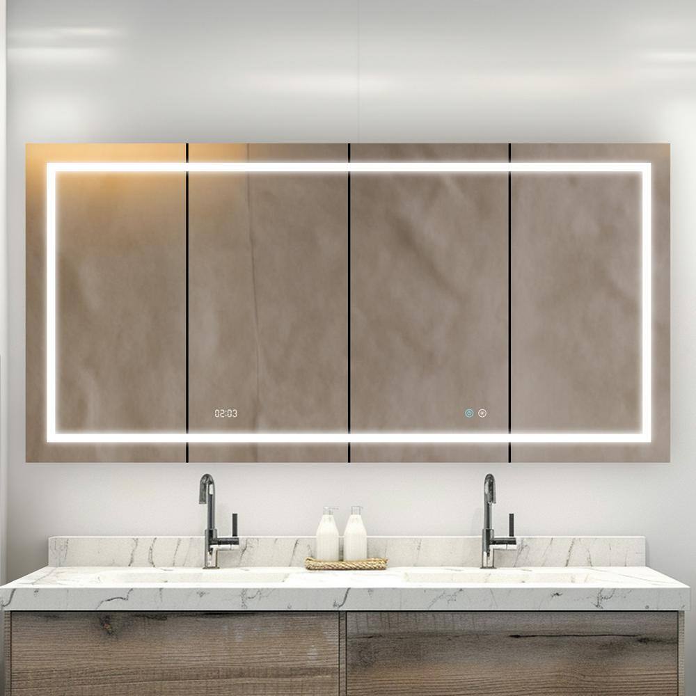 Signature Royale 72 in W x 36 in. H Rectangular LED Quad Door Medicine Cabinet with Mirror Defogger,3X Magnifying Mirror price history on PriceWatchPro