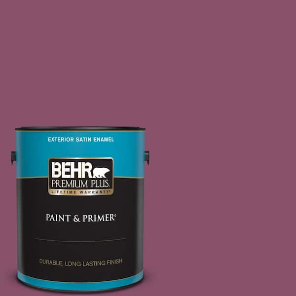 BEHR PREMIUM PLUS 1 gal. #M120-7 Raspberry Crush Satin Enamel Exterior Paint & Primer