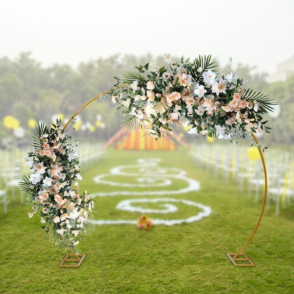 Yiyibyus 86.6 in. x 102.4 in. Gold Metal Wedding Arch Party Backdrop Stand Flower Decor Rack Garden Arbor