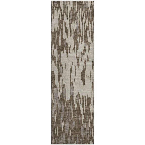 Addison Rugs Mayfield Premium Machine Washable Abstract AMF945 Brown 2 ft. 3 in. x 7 ft. 6 in. Runner Rug