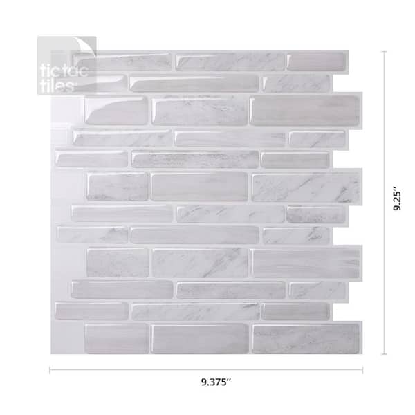 Tic Tac Tiles Polito White 10 In W X, Light Gray Brick Tile Backsplash