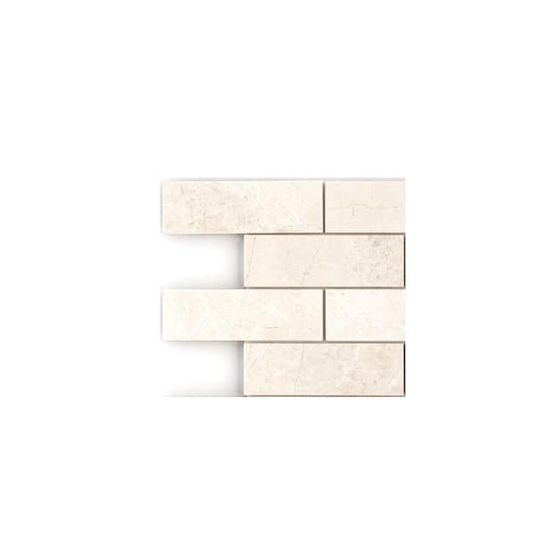 Jeffrey Court Take Home Tile Sample - Aged Vanilla Cream 4 in. x 4 in. Rectangle Honed Marble Wall and Floor Mosaic Tile