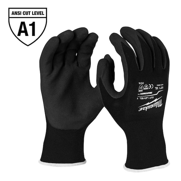 Milwaukee Medium Black Nitrile Level 1 Cut Resistant Dipped Work Gloves  (3-Pack) 48-73-8906 - The Home Depot
