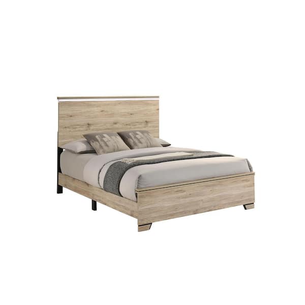 Steph Light Oak (Brown) Wood Frame Queen Panel Bed