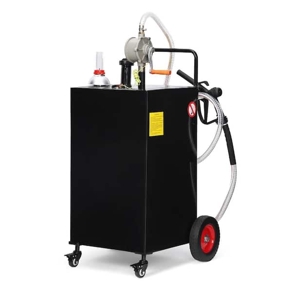 30 Gallon Portable Fuel Caddy with Manual Transfer Pump, Heavy Duty Rolling Gas & Diesel Storage Tank on Wheels