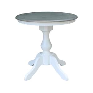 White / Heather Gray 30 in. Round Sophia Pedestal Dining Table