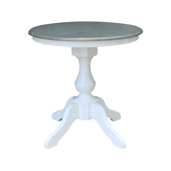 International Concepts White / Heather Gray 30 in. Round Sophia Pedestal Dining Table
