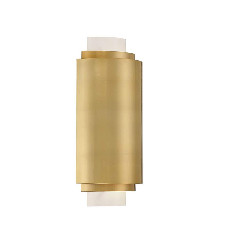 Beacon Modern Burnished Brass 2-Light Wall Sconce with Frosted Glass