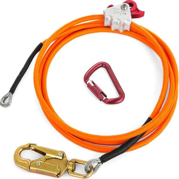 1/2 in. x 12 ft. Steel Wire Core Flip Line Kit Wire Core Flipline with  Triple Lock Carabiner Core Lanyard