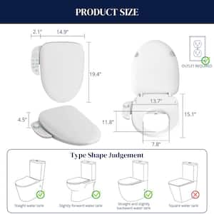 IPX4 Waterproof Electric Bidet Seat for Elongated Toilets with Smart Side-Panel Control in White