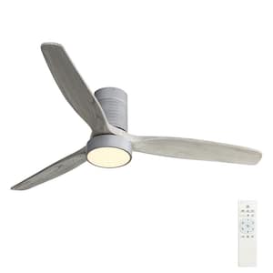 Blade Span 52 in. Indoor Wood Satin Silver Modern Ceiling Fan with LED Bulb Included with Remote Included