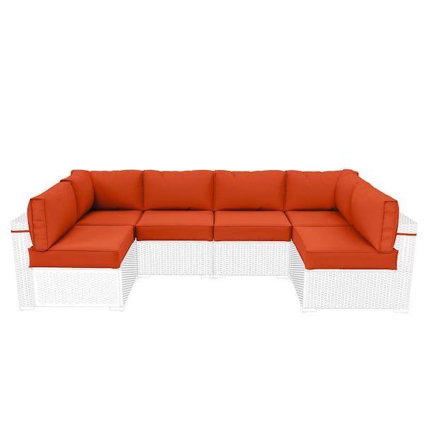 WNP 26 in. x 26 in. x 5 in. (14-Piece) Deep Seat Outdoor Sectional Cushion Set Waterproof Replacement Cushions Orange