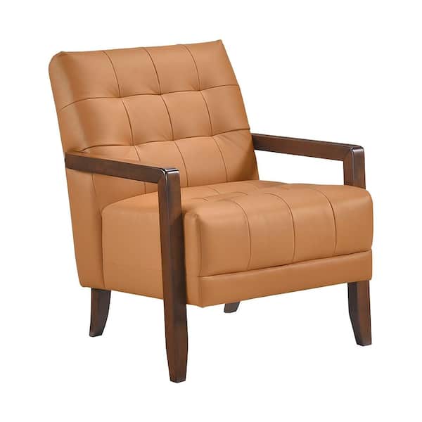 Lazzara Saratoga Orange Leather Upholstery Accent Chair