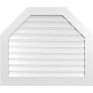 40 in. x 34 in. Octagonal Top Surface Mount PVC Gable Vent: Functional with Standard Frame