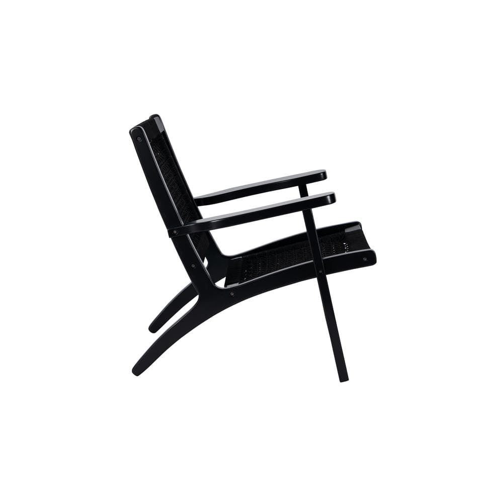 Black Hexagon Woven Rope and Wood Accent Chair
