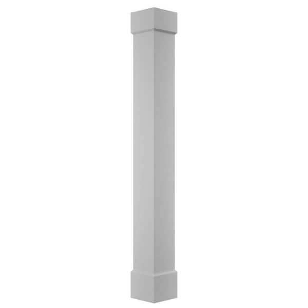 5-5/8 in. x 6 ft. Premium Square Non-Tapered Smooth PVC Column Wrap Kit Standard Capital and Base