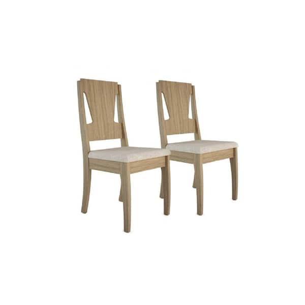 Manhattan Comfort Rose Wooden and Fabric Upholstered Dining Chair in Walnut and Grey