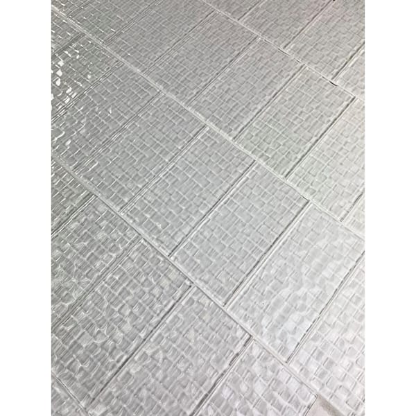 Coastal Snow White 3 in. x 6 in. Glossy Textured Glass Subway Wall Tile (6 sq. ft./Case)