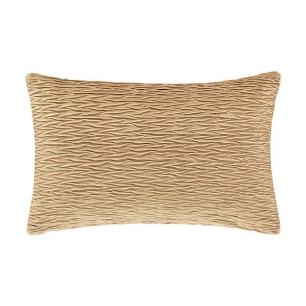 Unbranded Toulhouse Ripple Gold Polyester Lumbar Decorative Throw Pillow Cover 14 x 40 in.