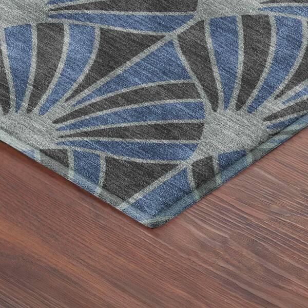 Mayfield Premium Machine Washable Abstract AMF2426 Navy 10 ft. x 14 ft. Area Rug