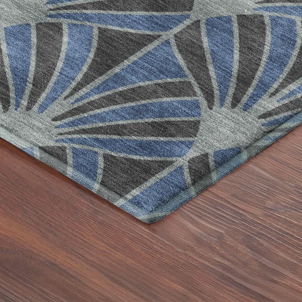 Mayfield Premium Machine Washable Abstract AMF2426 Navy 5 ft. x 7 ft. 6 in. Area Rug