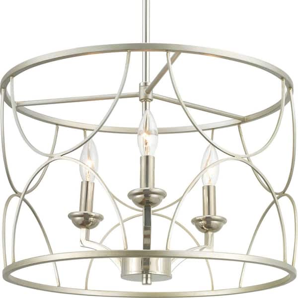 Progress Lighting Landree Collection 3-Light Silver Ridge Luxe Chandelier Light