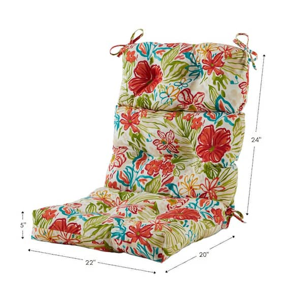 Greendale Home Fashions 22 in. x 44 in. Outdoor High Back Dining Chair Cushion in Breeze Floral OC4809 BREEZE The Home Depot