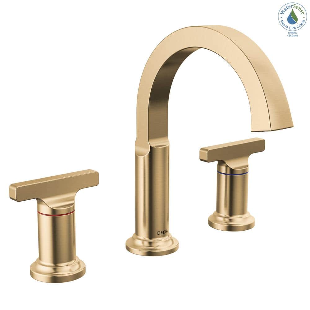 Champagne Bronze 3-Hole Widespread Bathroom Faucet with Drain Assembly