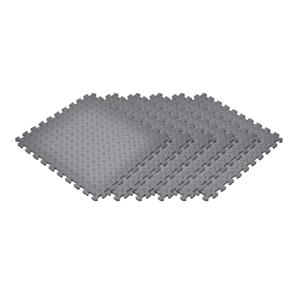 Norsk Gray 24 in. x 24 in. EVA Foam Solid Color Diamond Plate Interlocking Tile (24-Tile)