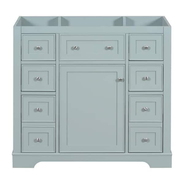 EPOWP 36 in. W x 18 in. D x 33 in. H Bath Vanity Cabinet without Top in Green with 6-Drawers and Door Storage Shelf
