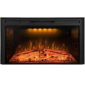 50 in. Electric Fireplace Inserts with Fire Crackling Sound, Adjustable Top Light & Flame Speed, Black